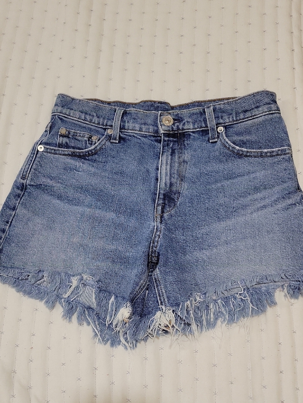 Sz 26 AYR Women’s Blue Denim Frayed Hem Shorts